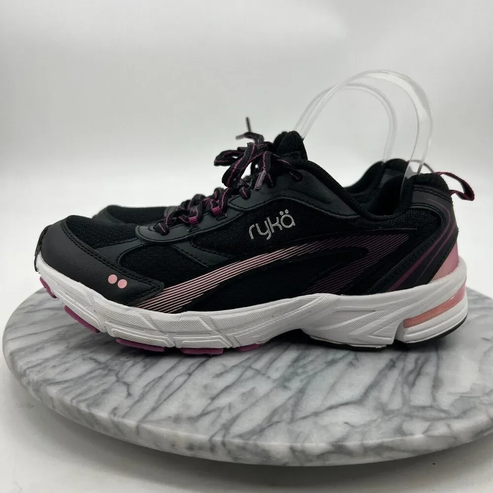 Ryka Impress Running Shoe Womens 8 Black Mesh Lace Up Walking Training Sneaker